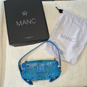 Manc Lilith- Blue Croc Shoulder Bag